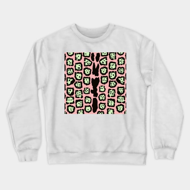 Jaguar Pattern in Melon on Pink Lemonade Crewneck Sweatshirt by ButterflyInTheAttic